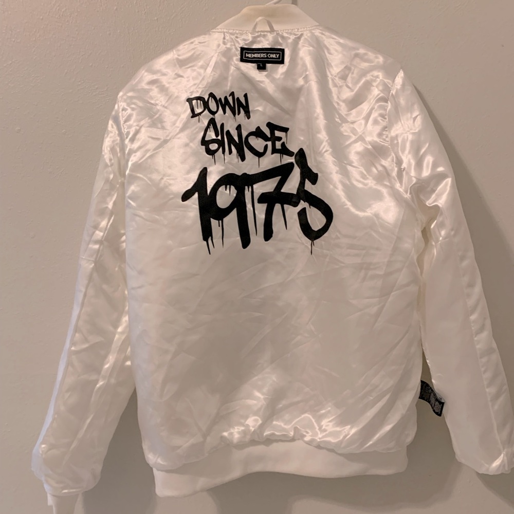 White Satin Members only light weight Jacket